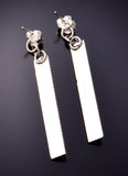 Silver & Turquoise Row Navajo Dangle Earrings by Chester Charley 3B10O