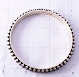 Silver Navajo Handmade Mountains Bangle Bracelet by Leander Tahe 4F10C