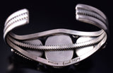 Silver & Golden Hills Turquoise White Buffalo Navajo Bracelet Erick Begay 5F30B