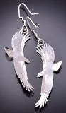 Silver Navajo Handmade Eagles In Flight Earrings by Will Ariviso 4A25A