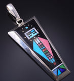 Silver Multistone Navajo Inlay Yei Bi Chei Long Pendant by Jimmy Harrison 5G12S