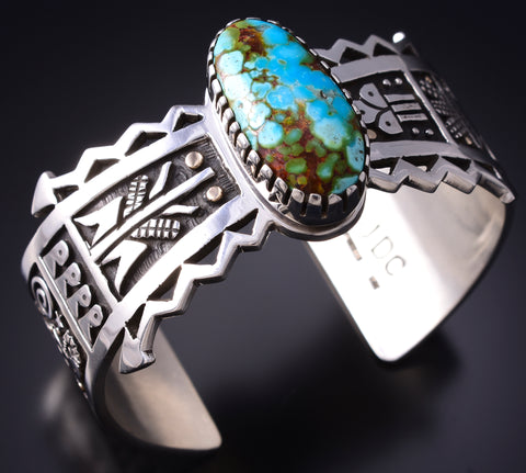 Silver & 14k Gold w/ Turquoise Santo Domingo Corn Bracelet by Joseph Coriz 6D22X