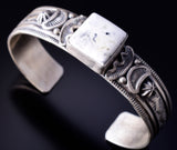 Silver & White Buffalo Turquoise Navajo Handmade Bracelet - Francis Yazzie 5L20L