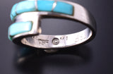 Size 5-3/4 Silver & Turquoise Navajo Inlay Wrap Ring by TSF 3L13U
