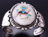 Vintage Silver Multistone Zuni Inlay Apache Dancer Bracelet 4A19H