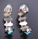Silver & Turquoise Zuni Petit Point Half Hoop Earrings by Marlon Quam 6D20J