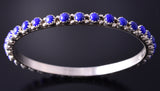 Silver & Lapis Navajo Handmade Bangle Bracelet by Gaynell Parkhurst 4F25B