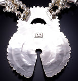 Silver & Turquoise Navajo Squash Blossom Necklace Earring Set Kyle Wilson 6H06Q