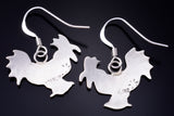 Silver Navajo Handmade Rooster Earrings by Robert Gene 5G22V