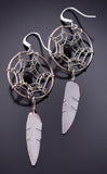 Silver & Onyx Navajo Dream Catcher Earrings by Lorenzo Arviso Jr. 3K09P