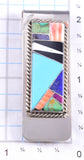 Silver & Turquoise Multistone Navajo Inlay Money Clip by Arnold Yazzie 5L25D