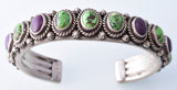 Silver & Sugilite & Gaspeite Navajo Row Bracelet by Erick Begay 3H20P