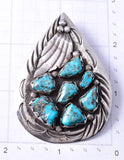Vintage Silver & Turquoise Navajo Waterdrop Pendant 6A03M
