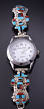 Silver & Turquoise Multistone Zuni Inlay Dancer Watch by Serena Johnson 5B19J