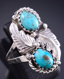 Size 5-3/4 Silver & Kingman Turquoise Navajo Ring by Annette Martinez 5L25U
