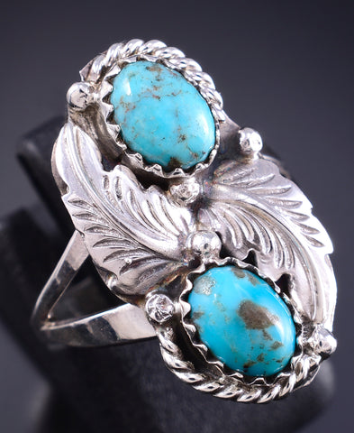 Size 5-3/4 Silver & Kingman Turquoise Navajo Ring by Annette Martinez 5L25U