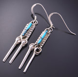 Silver & Turquoise Zuni Handmade Dangle Earrings by Kathryn Qualo 3B10W