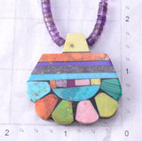 22" Santo Domingo Pueblo (Kewa) Multistone Flower Necklace by Mary Tafoya 6H31U