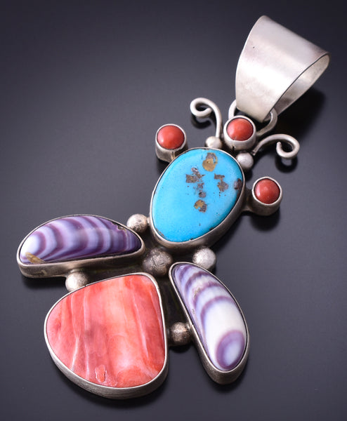 MulitStone Insect Pendant Navajo Handmade 3J22Y