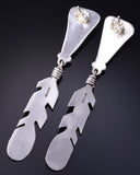 Vintage Silver Navajo Handmade Eagle Feather Earrings 5L13L