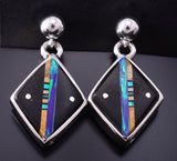 Silver & Jet Multistone Navajo Inlay 2-Sided Earrings by TSF 3L10J