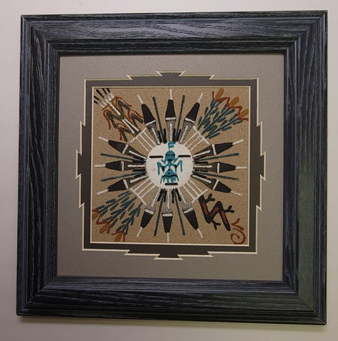 Navajo Sandpainting by Marlene Doby - Sun and 4 sacred plants - 5J08H