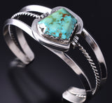 Vintage Silver & Turquoise Navajo Handmade Open Face Bracelet 6B14Q