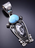 Silver & Golden Hills Turquoise White Buffalo Navajo Pendant - Erick Begay 6C02G