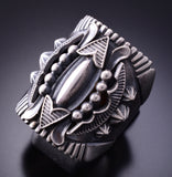Size 9-1/2 Silver Navajo Handmade Ring by Derrick Gordon 4A04W