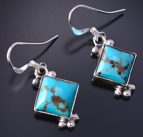Silver & Turquoise Navajo Dangle Earrings by Sharon McCarthy 5G18C