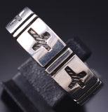 Size 12-1/4 Silver Navajo Handmade His Holy Cross Ring by Erick Begay 6C02T