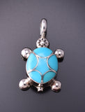 Silver & Turquoise Zuni Inlay Turtle Pendant by Amielda Peynetsa 3G05E
