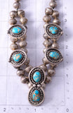 Vintage 14" Silver & Turquoise Navajo Choker Necklace 5G28W