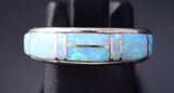 Size 5 Silver & Opal Navajo Inlay Ring by Elaine Sherman 5L07P