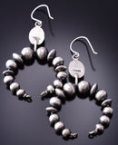 Silver & Turquoise Navajo Pearls Horseshoe Earrings by Grace Kenneth 3J22N
