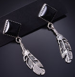 Silver & Onyx Eagle Feather Navajo Earrings by Sabelle Yazzie 5G18X