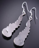 Silver & Turquoise Navajo Handmade Feather Earrings by Rita Largo 6D07P
