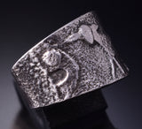 Size 8-3/4 Silver Navajo Tufacast The Lamb of God Ring - Darryl Dean Begay 5B19X