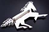 Vintage Silver & Turquoise Multistone Navajo Inlay Horse Brooch 6B14K