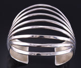 Vintage Silver Navajo Handmade Sunrise Bracelet by Wilbert Benally 5K10J