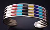 Silver & Turquoise Multistone Zuni Inlay Rainbow Bracelet by Anson Wallace 5K22M