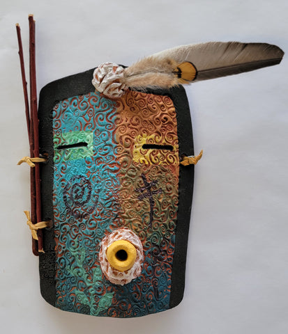 Navajo Pottery - Yei Bi Chei Mask - by David John - 4L05O