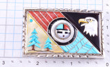 Silver Multistone Zuni Inlay Spinner Sunface Buckle by Don Dewa 5L25Y