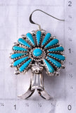 Silver & Turquoise Navajo Squash Blossom Necklace Earring Set Kyle Wilson 6H06Q