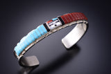 Turquoise and Coral Zuni Sunface Bracelet by Don Dewa 6K28V