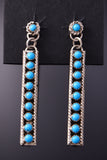 Silver & Turquoise Row Navajo Dangle Earrings by Chester Charley 3B10O