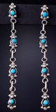 Silver & Turquoise Zuni Handmade Duster Earrings by Verdi Booqua 5G22N