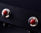 Apple Coral - Navajo Handmade Sterling Silver Post Earrings by Juanita Manygoats - 6J31G