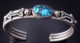Silver & Tibetan Turquoise Navajo Arrows Bracelet by Erick Begay 5H04B