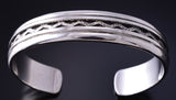 Vintage Silver Navajo Handmade Mountains Bracelet by Al Joe 5K17H